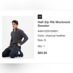 Half Zip Rib Mockneck Sweater S small GAP like new men’s